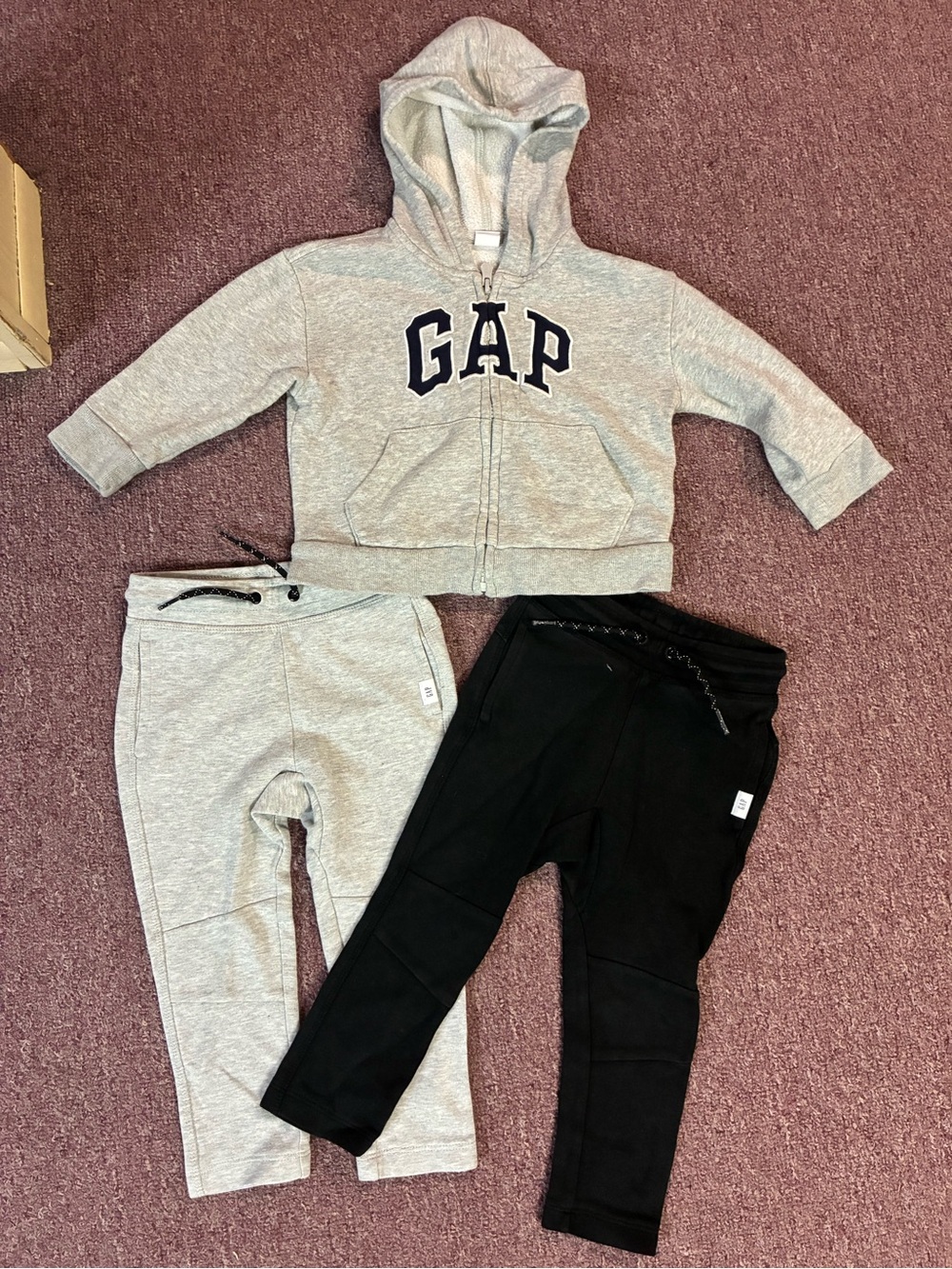 GAP Kids Grey Hoodie with Grey & Black Joggers Set